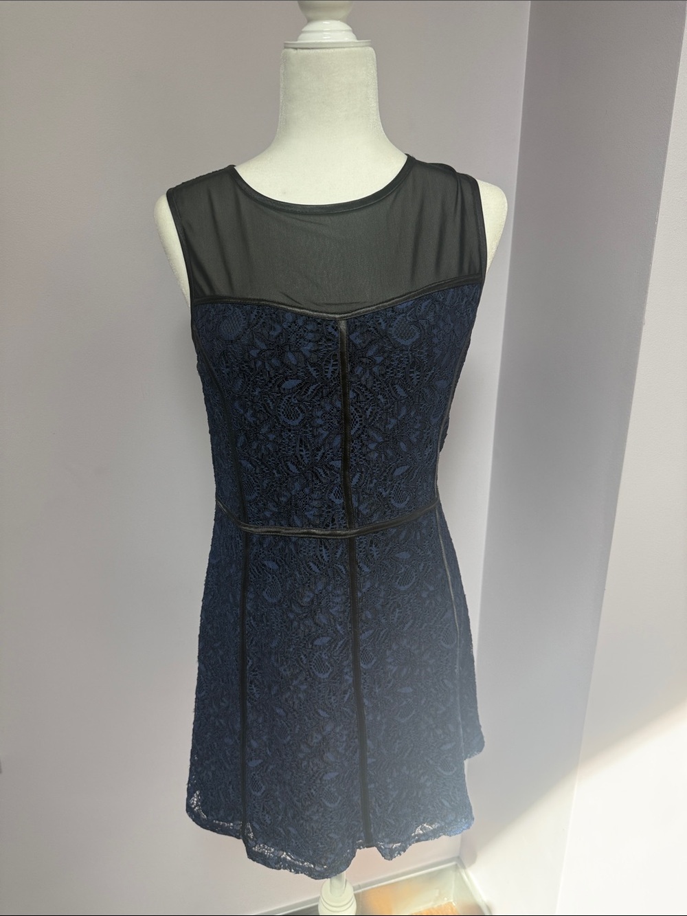 Forever 21 Blue and Black Lace Dress Fit and Flare Size L